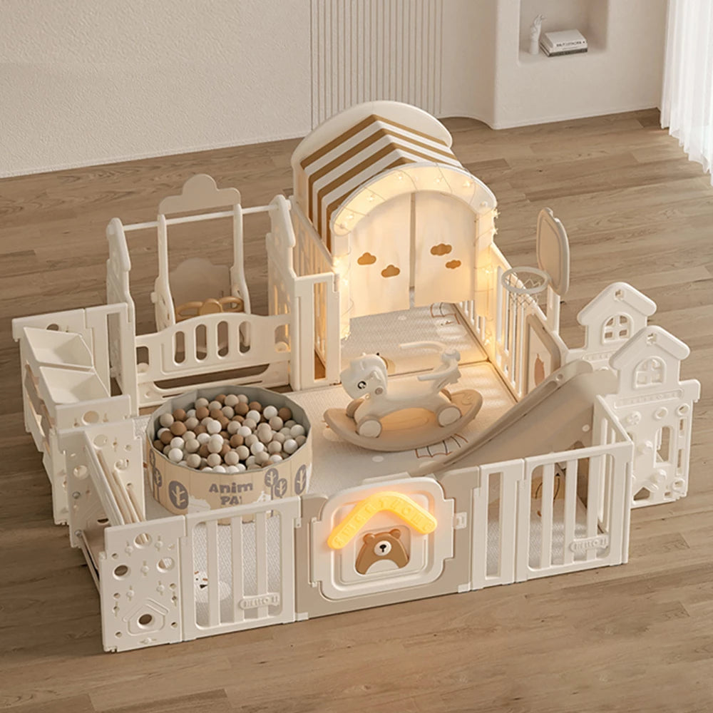 Baby Playpen with Mat Home Toddler Play Yard and Light