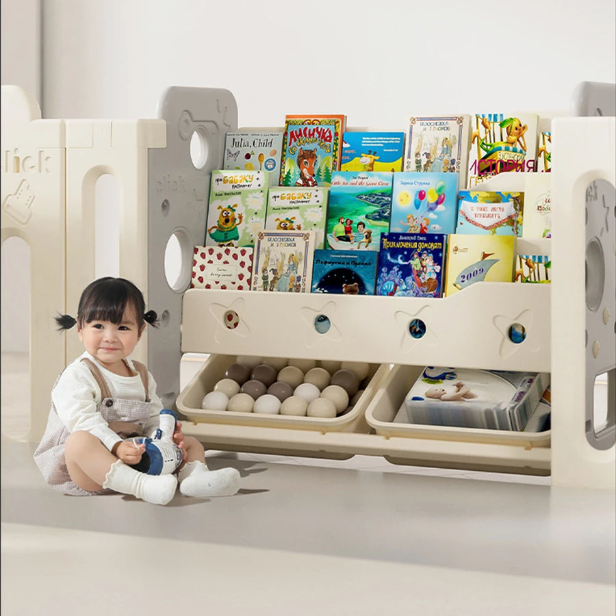 Baby Playpen Activity Center with Game Panel and Safety Gate Baby Play Pen Playard for Indoor | Camera