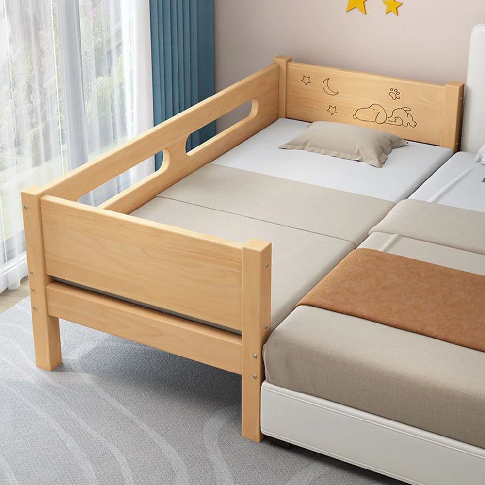 4-in-1 Bedside Sleeper Toddlerbed in Solid Wood Crib Set with Matter