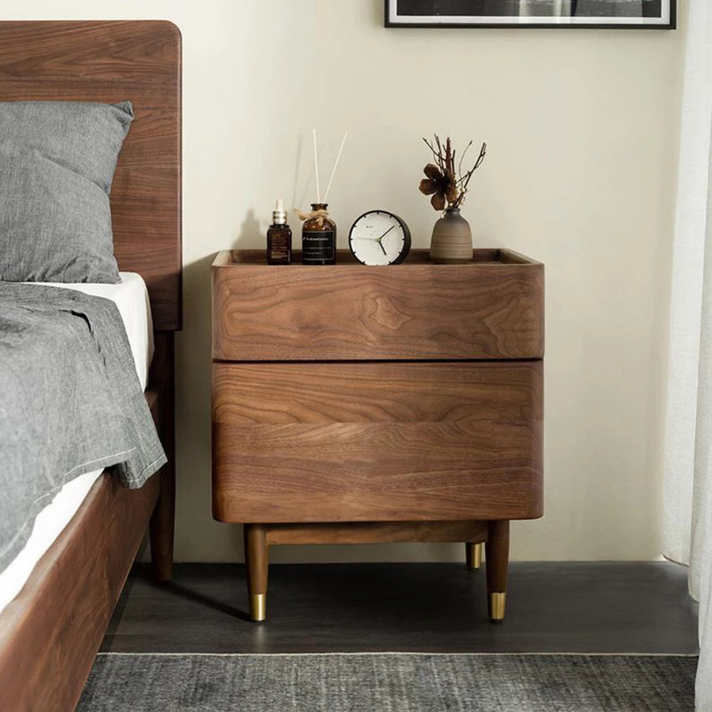 Large Storage Space Nightstand Bedroom Nightstand Cabinet of Drawers Furniture Bedroom Nightstand Black Walnut