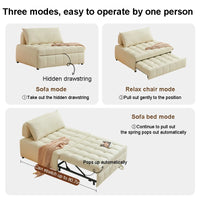 3-in-1 Multifunctional Pull Out Couch Bed Folding Sofa Bed with Cushion for Living Room, Small Space