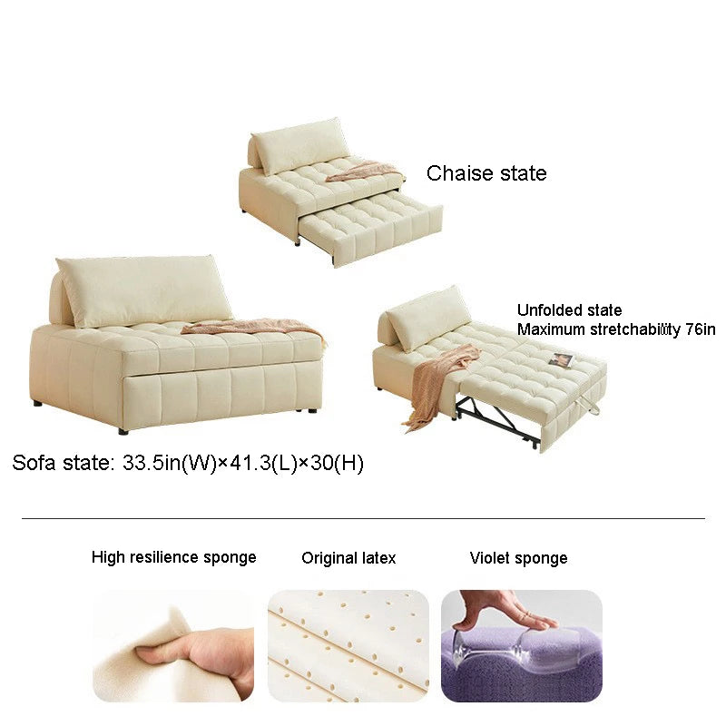 3-in-1 Multifunctional Pull Out Couch Bed Folding Sofa Bed with Cushion for Living Room, Small Space