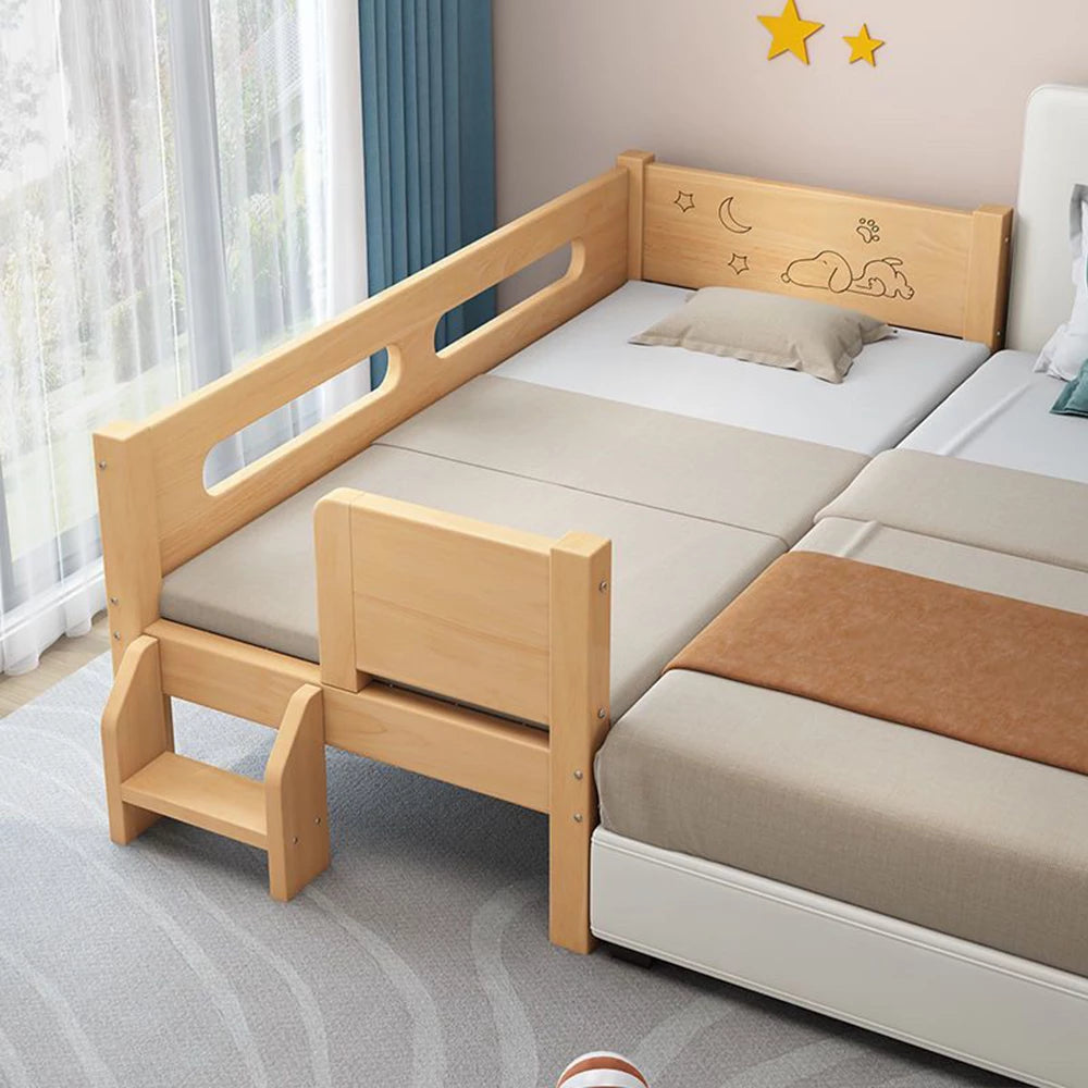 4-in-1 Bedside Sleeper Toddlerbed in Solid Wood Crib Set with Matter