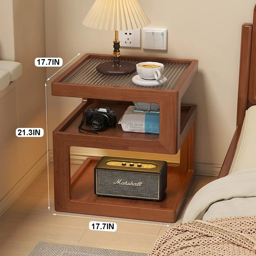 Creative Wood Nightstand Bedroom Walnut Bedside Table Narrow Bedside Cabinet