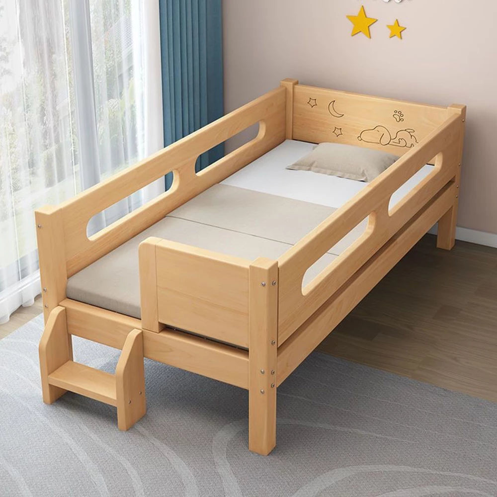 4-in-1 Bedside Sleeper Toddlerbed in Solid Wood Crib Set with Matter