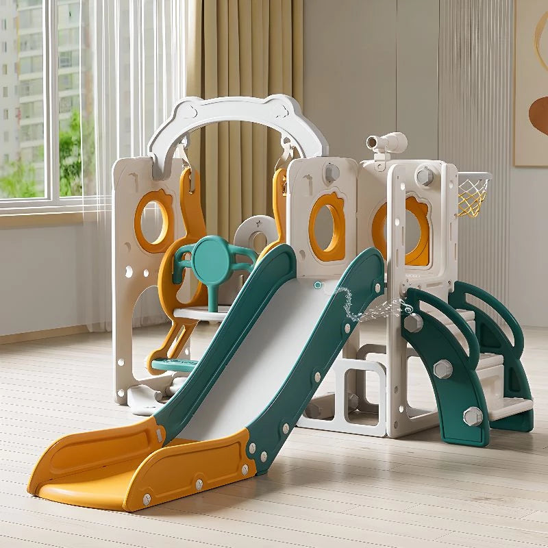 Baby Game Slide Indoor Slide Baby Swing Climbing Frame Home Combination Slide, With Basketball Hoop