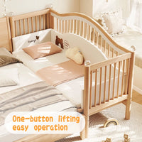 Solid Wood Toddlerbed Children's Splicing Bed with 2.36in Thick Coconut Palm Mattress and Bed Guard