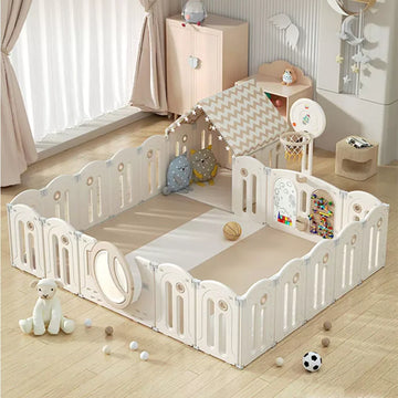 Clearance Sale Foldable Baby Playpen with House and 1.6in Matching Toys| Star-Moon