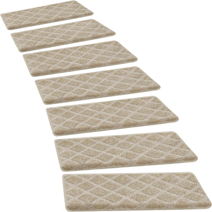 Bullnose Carpet Stair Treads | Tape Free Non-Slip(Set of 14,7,2) Multiple Colour