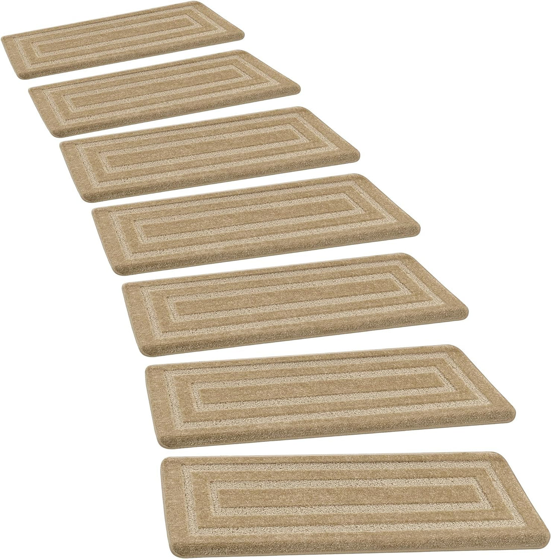 Bullnose Carpet Stair Treads | Tape Free Non-Slip(Set of 14,7,2) Multiple Colour