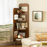 Retro Solid Wood Corner Bookshelf Suitable for Living Room Nordic Style Bookshelf with Corner