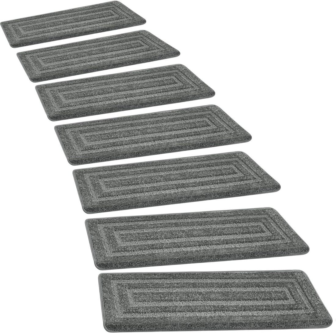 Bullnose Carpet Stair Treads | Tape Free Non-Slip(Set of 14,7,2) Multiple Colour