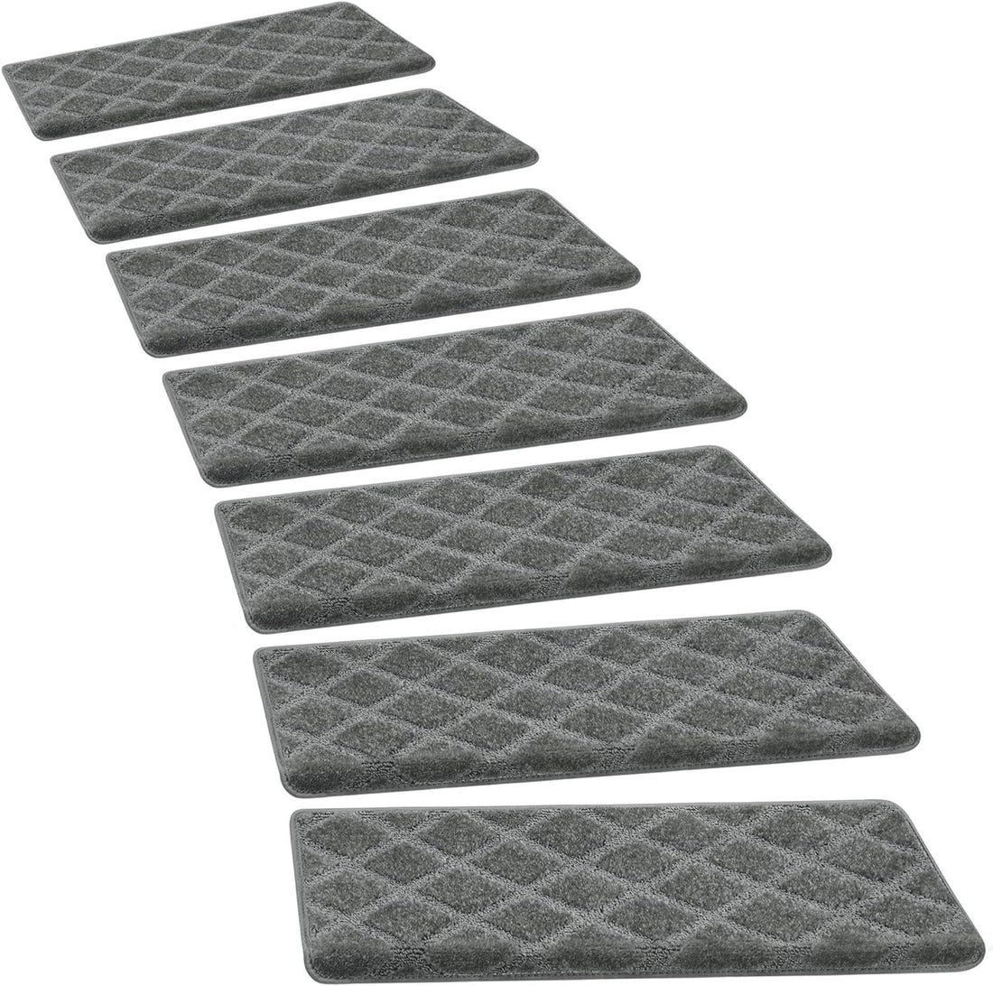 Bullnose Carpet Stair Treads | Tape Free Non-Slip(Set of 14,7,2) Multiple Colour