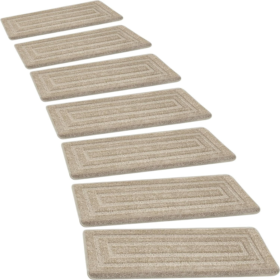 Bullnose Carpet Stair Treads | Tape Free Non-Slip(Set of 14,7,2) Multiple Colour