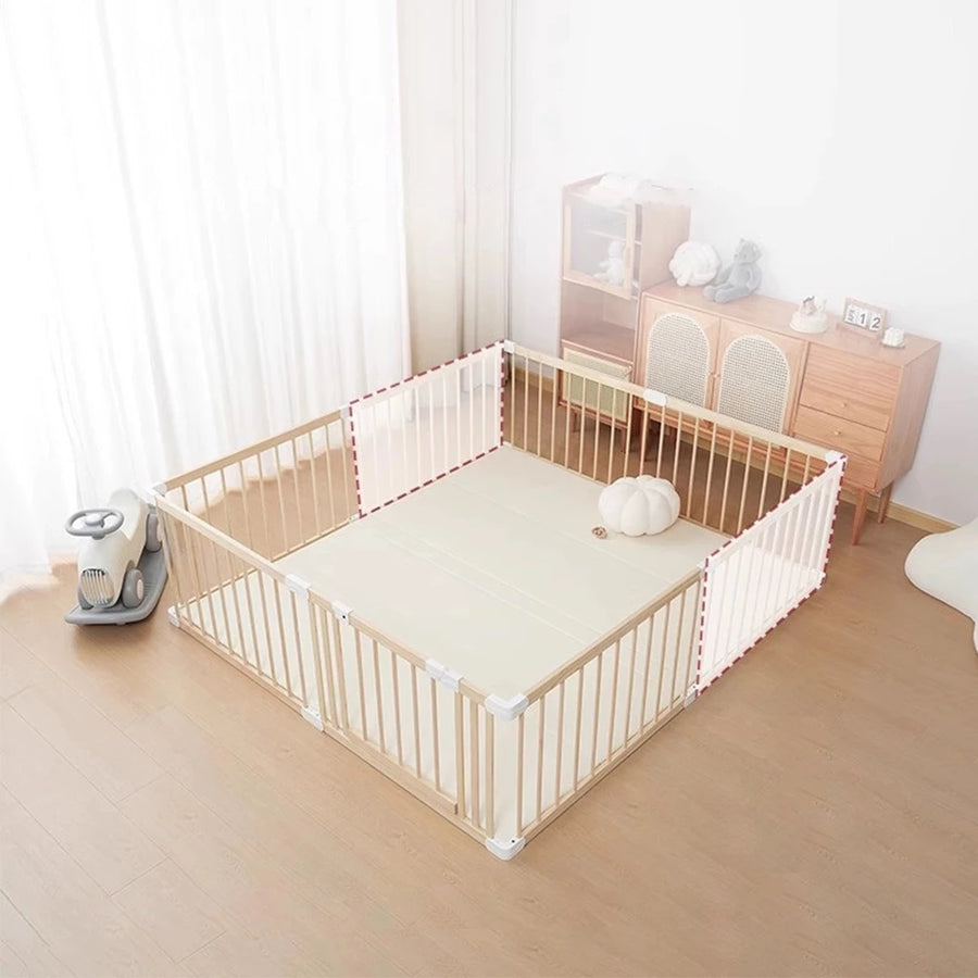 Natural Wooden Playpen Solid Pine Wood Large Baby Playpen