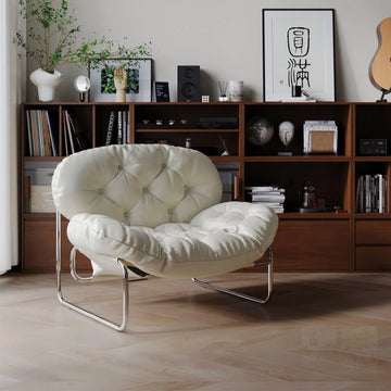 Single Sofa Chair Minimalist Light Luxury Cream Style Leisure Chair Living Room Vintage Bauhaus Style Retro Chair