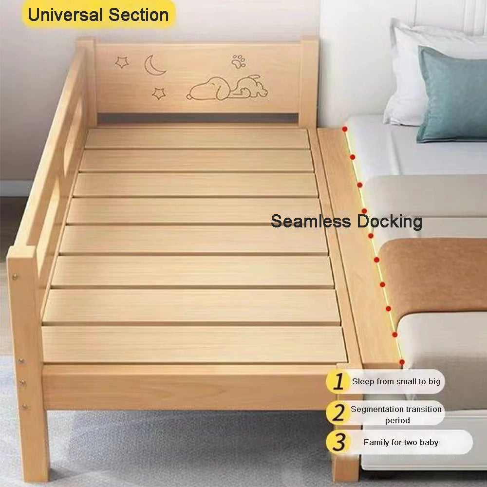 4-in-1 Bedside Sleeper Toddlerbed in Solid Wood Crib Set with Matter