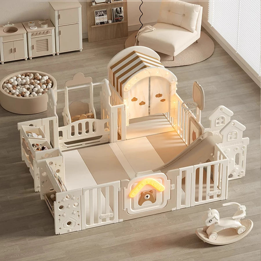 Baby Playpen with Mat Home Toddler Play Yard and Light