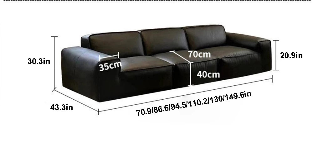 Black Couch 3/4 Seater Leather Couch