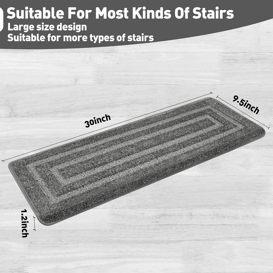 Bullnose Carpet Stair Treads | Tape Free Non-Slip(Set of 14,7,2) Multiple Colour