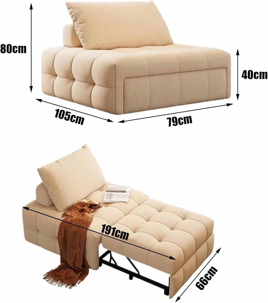 Sofa Bed Couch, 3 in 1 Multi Function Bed Sleeper, Extendable Lounge Chair, Convertible Sleeper Sofa with Pillow for Living Room