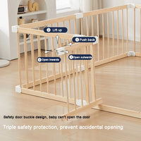 Natural Wooden Playpen Solid Pine Wood Large Baby Playpen