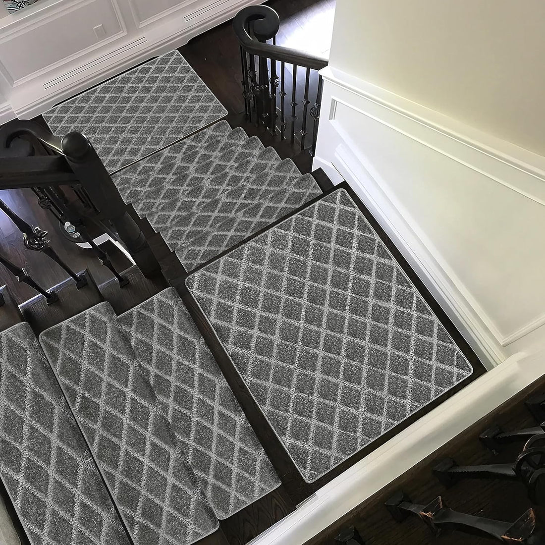 Bullnose Carpet Stair Treads | Tape Free Non-Slip(Set of 14,7,2) Multiple Colour