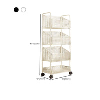 Mobile Bookshelf,4 Tier Magazine Holder Bookcases with Wheels, Double Sided Storage Organizer Rack with Wheels, 4-Layer Metal Multfunctional Bookcase