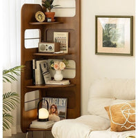 Retro Solid Wood Corner Bookshelf Suitable for Living Room Nordic Style Bookshelf with Corner