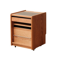 Cherry Wood Modern Nightstands Movable Small Bedside Table Narrow Bedside Cabinet Three Drawers