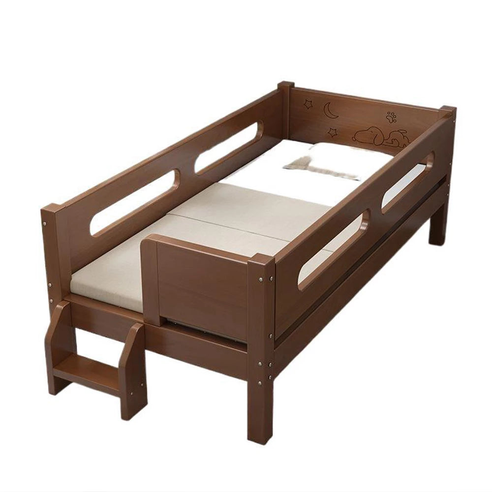 4-in-1 Bedside Sleeper Toddlerbed in Solid Wood Crib Set with Matter