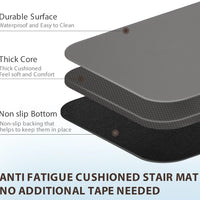 Staircase Step Treads Foam Stair Pads Cushioned  | 8" x 30" PVC Material(Set of 12)