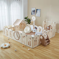 Clearance Sale Foldable Baby Playpen with House and 1.6in Matching Toys| Star-Moon