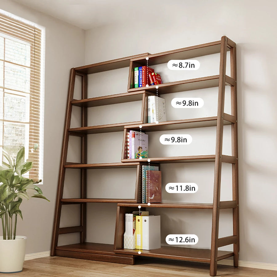 Solid Wood Bookshelf with Corner Retractable Corner Bookshelf Bookcase