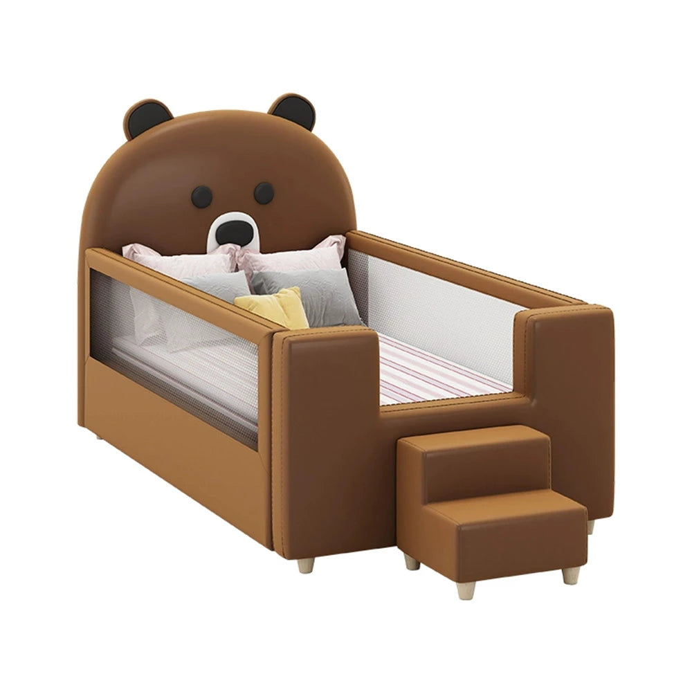 Bear Soft Toddlerbed Bedside Cot Crib With 3.15in Coconut Palm Mattress Bedside Infant Bed