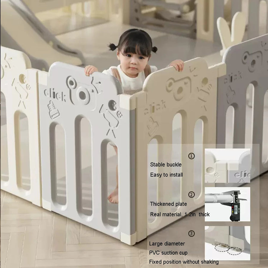 Baby Playpen Activity Center with Game Panel and Safety Gate Baby Play Pen Playard for Indoor | Camera