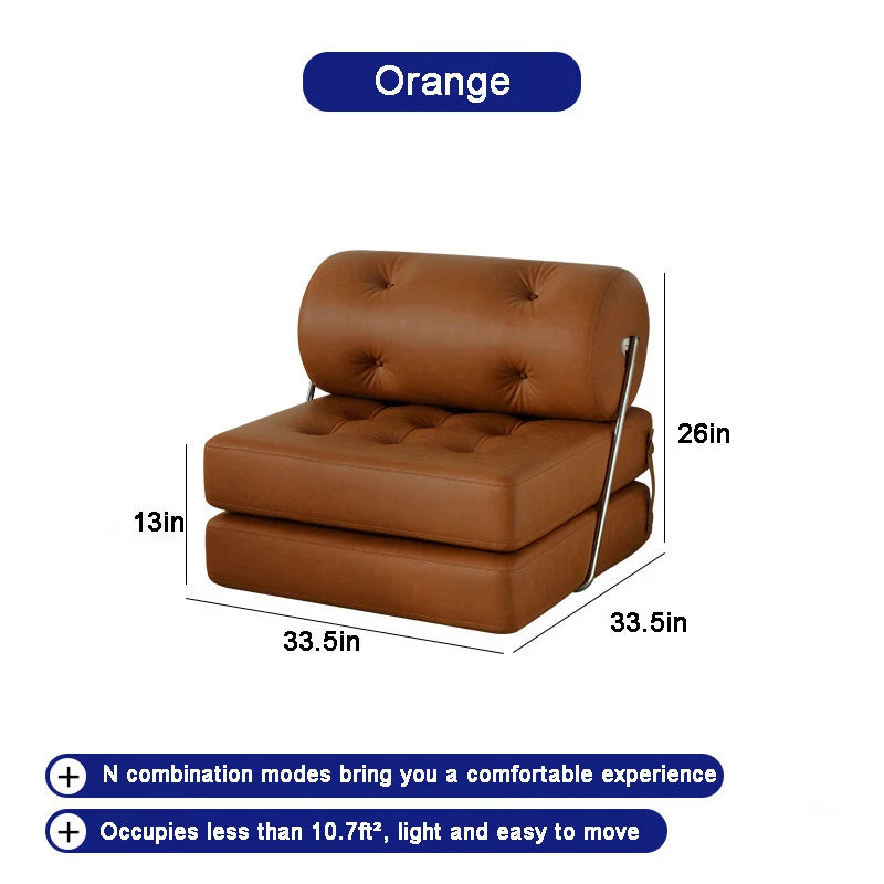 Lazy Sofa Foldable Single Sofa Simple Sofa Chair Reclining Leather Dofa