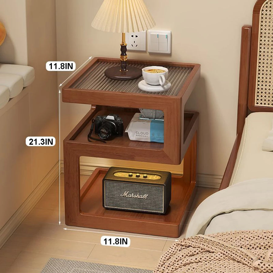 Creative Wood Nightstand Bedroom Walnut Bedside Table Narrow Bedside Cabinet