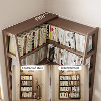 Solid Wood Bookshelf with Corner Retractable Corner Bookshelf Bookcase