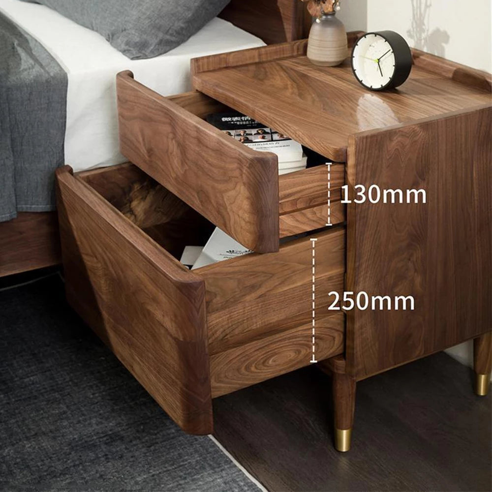 Large Storage Space Nightstand Bedroom Nightstand Cabinet of Drawers Furniture Bedroom Nightstand Black Walnut