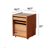 Cherry Wood Modern Nightstands Movable Small Bedside Table Narrow Bedside Cabinet Three Drawers