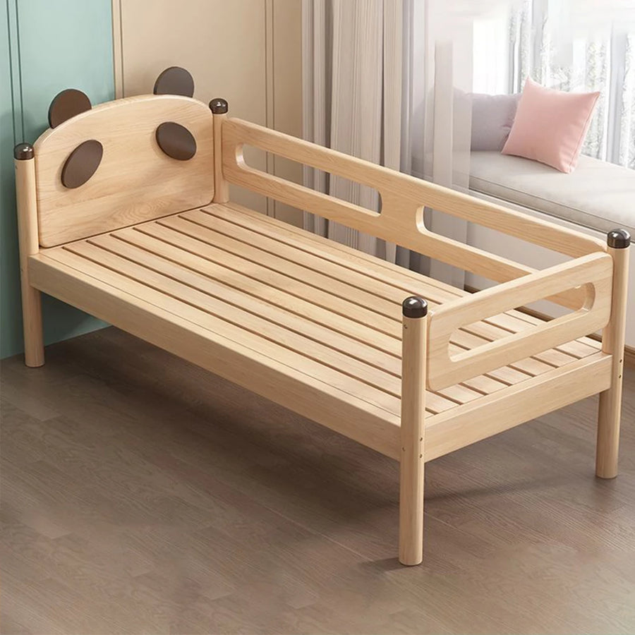 Oak Solid Wood Toddler Bed Baby Crib Wide Guardrail Infant Crib with Bed Rail and Mattress Baby Bed with Tail Ladder