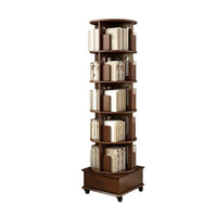 Modern Wood Corner Bookcase with Shelves, Revolving Bookshelf, 3/4/5 Tier Rotating Bookcase Multifunctional Creative Shelf Home Floor-Standing Multi-Tier Bookshelf with Mobile Pulleys and Drawers