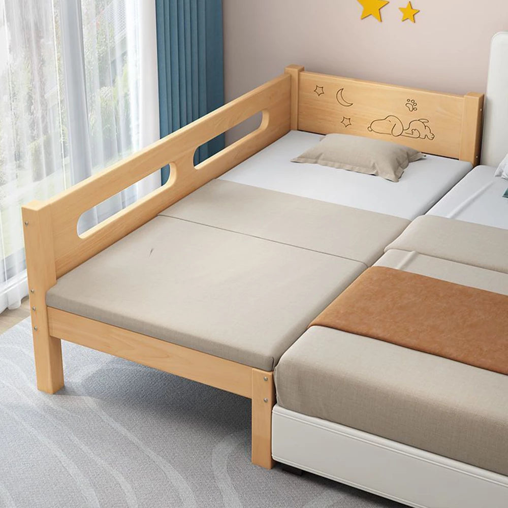 4-in-1 Bedside Sleeper Toddlerbed in Solid Wood Crib Set with Matter