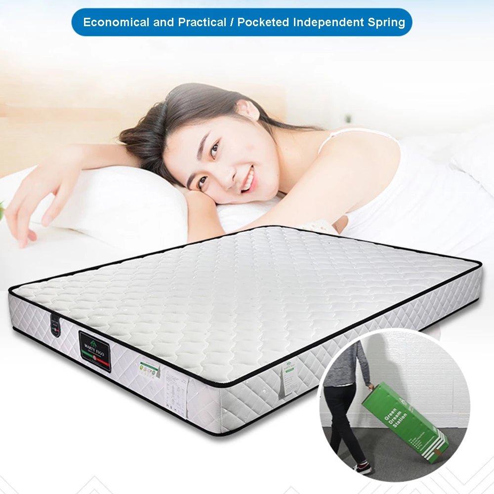 13.4 Inch White Full Size Mattress, Memory Foam Individually Pocket Coils, Medium Firm Full Mattresses