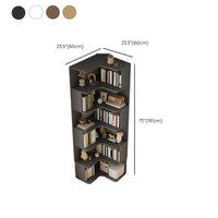 Modern Vertical Bookshelf with Corner, Corner Bookshelf Solid Wood Floor Bookcase with Shelves