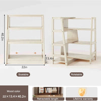 Solid Wood Bookshelf with Corner Retractable Corner Bookshelf Bookcase