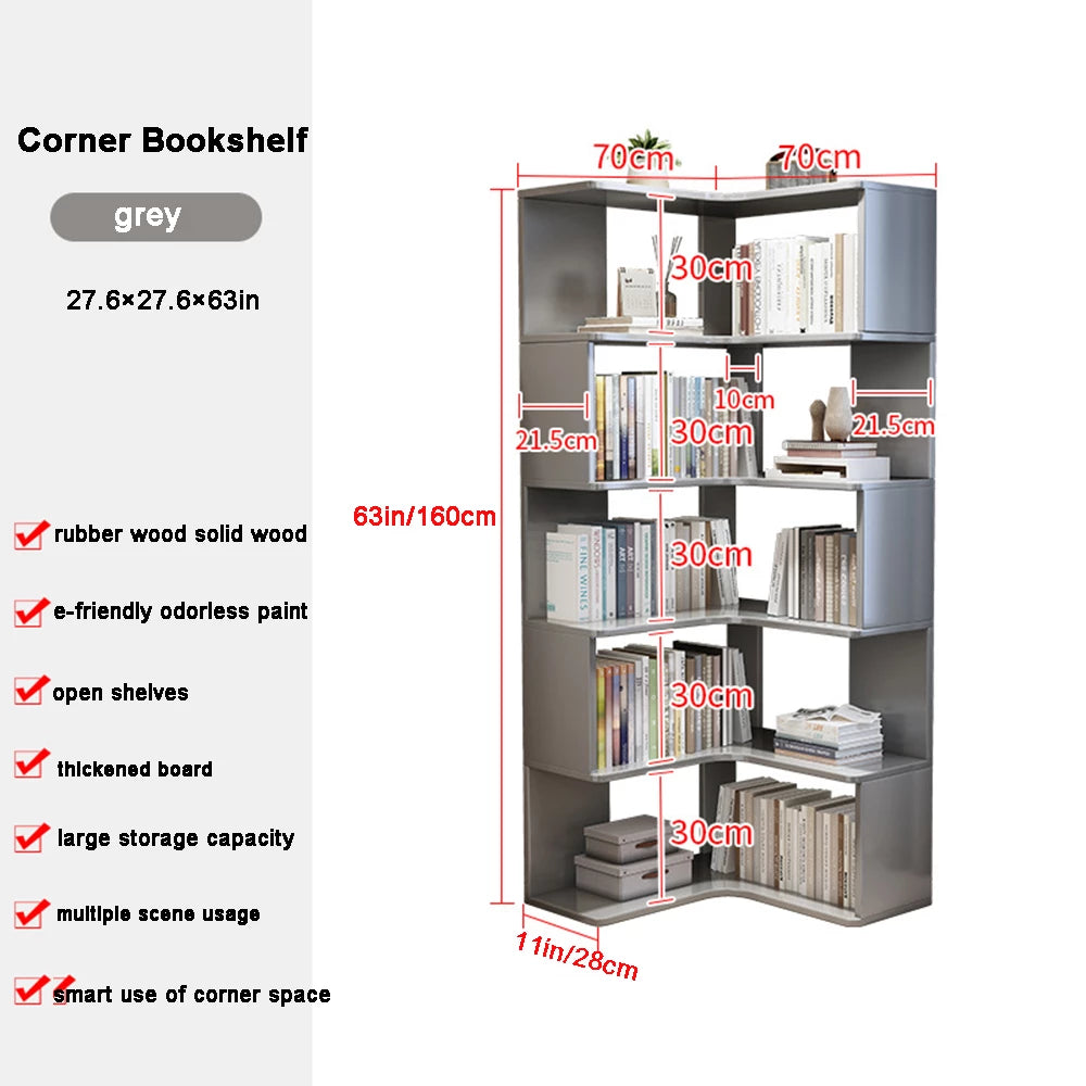 Corner Bookshelf Bookcase Home Living Room Study Modern Bookshelf Corner