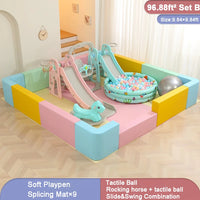 43ft²-96ft² Soft Extra Large Baby Playpen withe Slide and Swing Combination