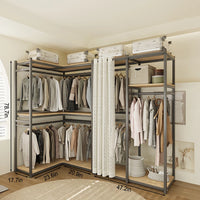 Corner Coat Rack Floor-Standing Coat Rack Coat Closet Free Standing Coat Rack Metal Rack With Gauze Curtain